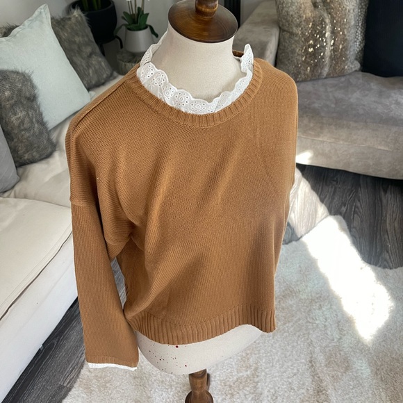 Brave soul spiced Camel sweater with ruffle wrists and neck - Picture 2 of 4